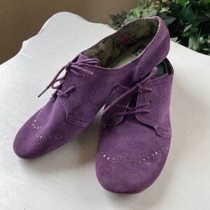 BC Lace-Up Purple Suede Flats Size 10 New No Box